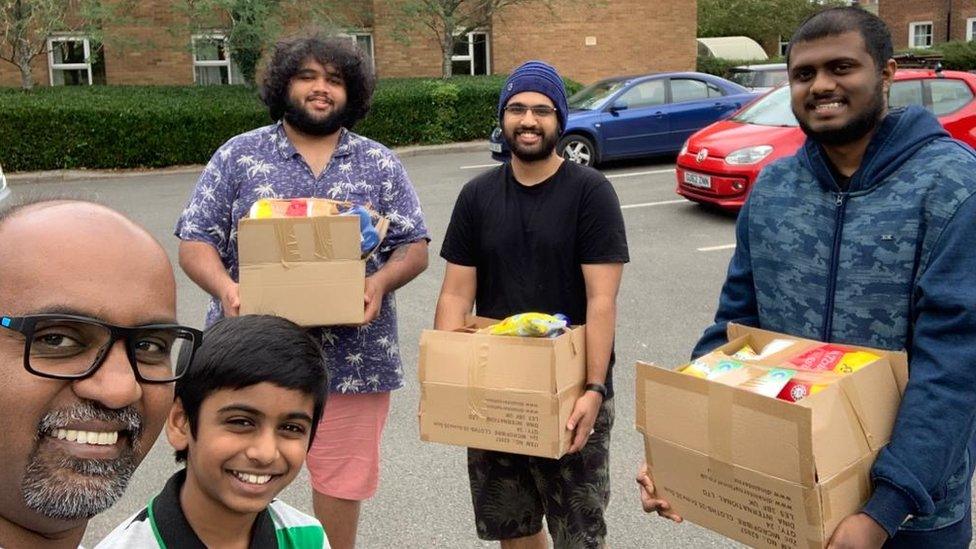 Food being handed out to people