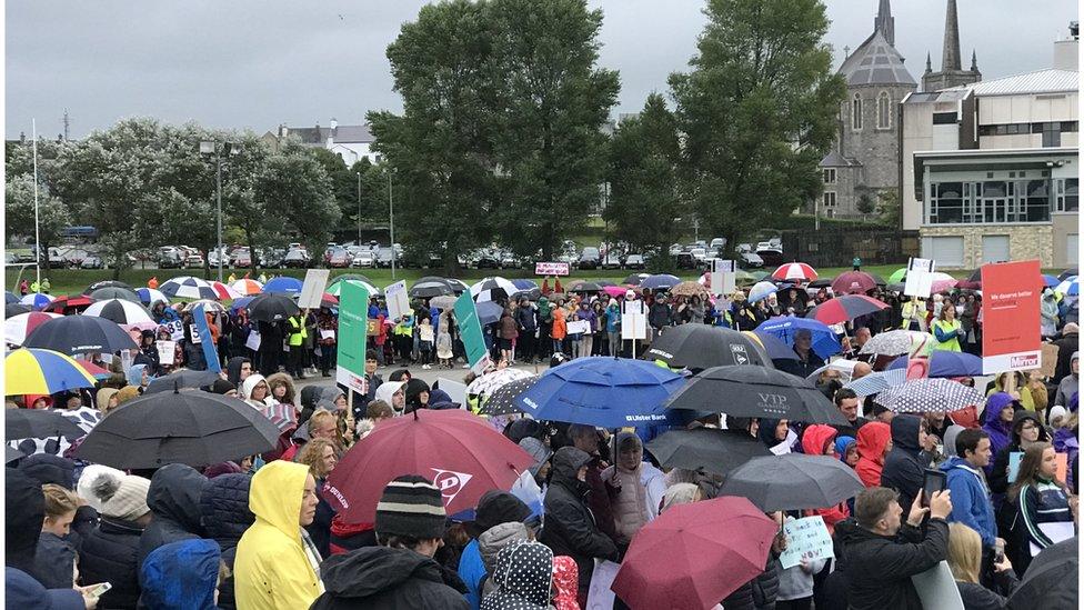 A crowd at the We Deserve Better rally in Enniskillen