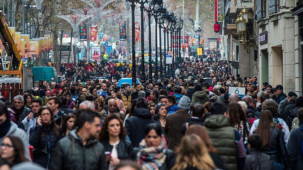 crowds in street