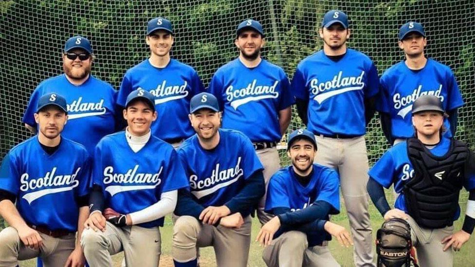 Gabriel Rincones with the Scotland baseball team