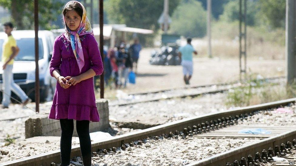 Syrian girl on Greek border with Macedonia (24 August)