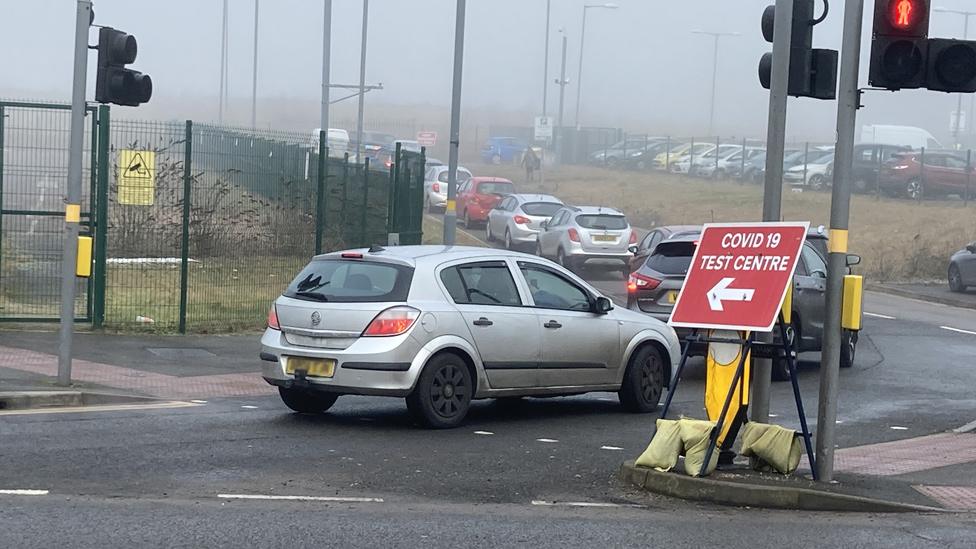 Cars at testing site