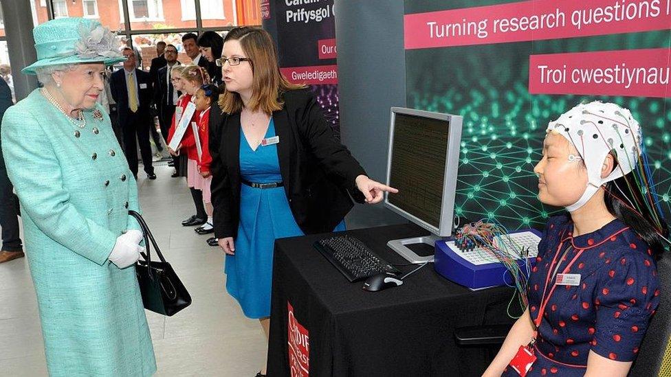 The Queen at the opening of the Cardiff University Brain Research Imaging Centre on June 7, 2016