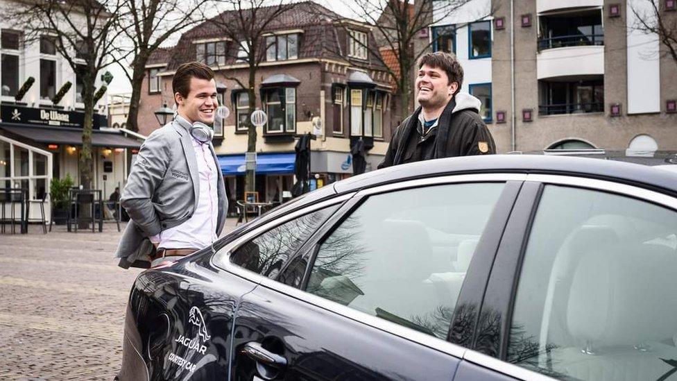 Magnus Carlsen with Peter Heine Nielsen