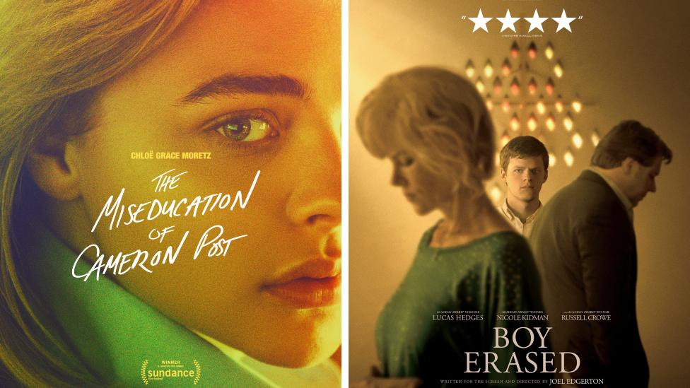 Film posters for The Miseducation of Cameron Post and Boy Erased