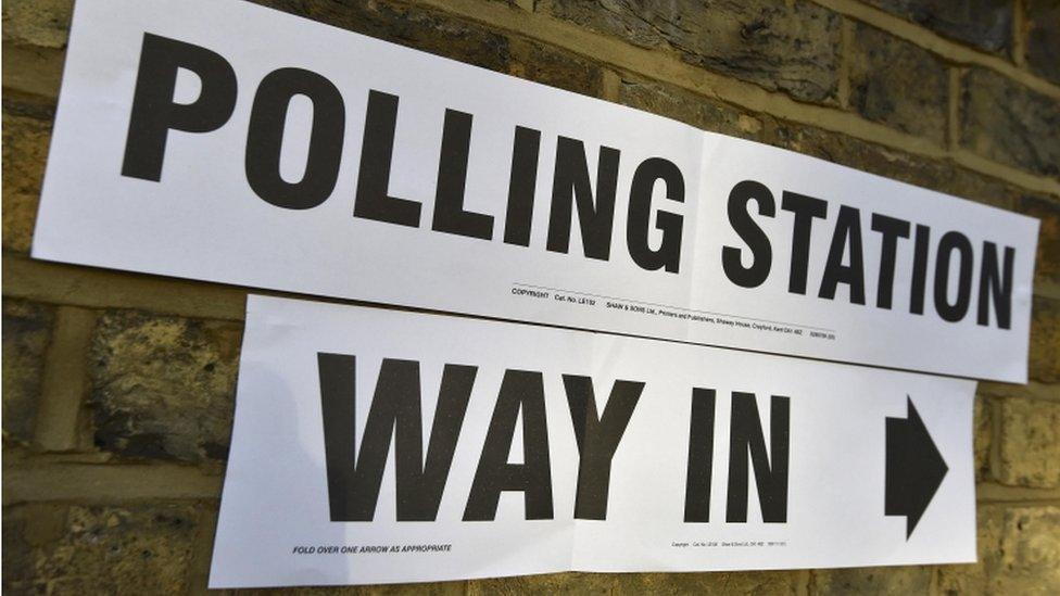 Polling station sign