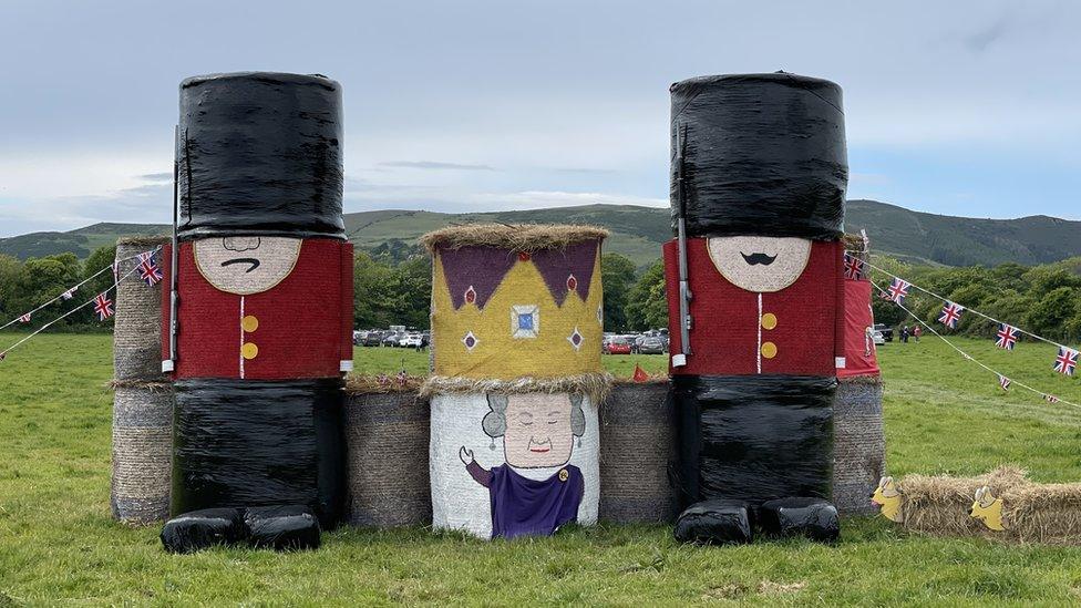 Platinum Jubilee hay bales, Isle of Man