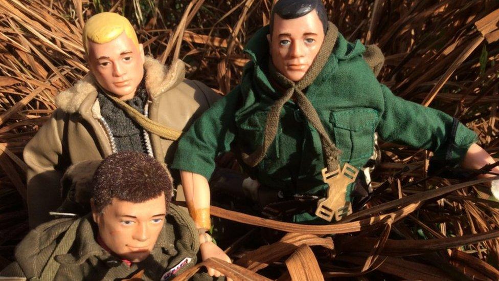 Action men in a bush