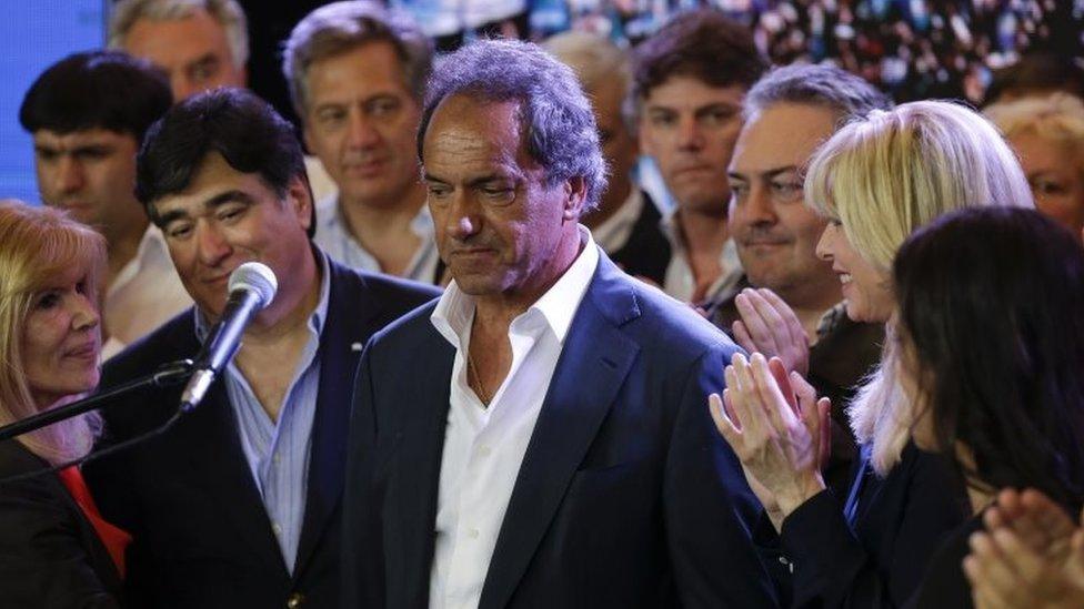 Daniel Scioli after he delivered his concession speech in Buenos Aires on 22 November, 2015