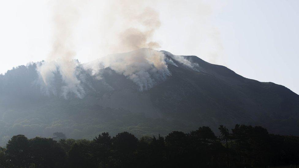 A gorse fire on Alltwen, Conwy