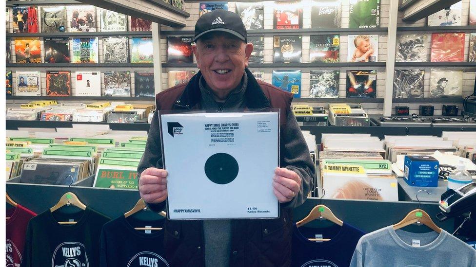 Owner of Kellys Records, Alan Parkins, with the record