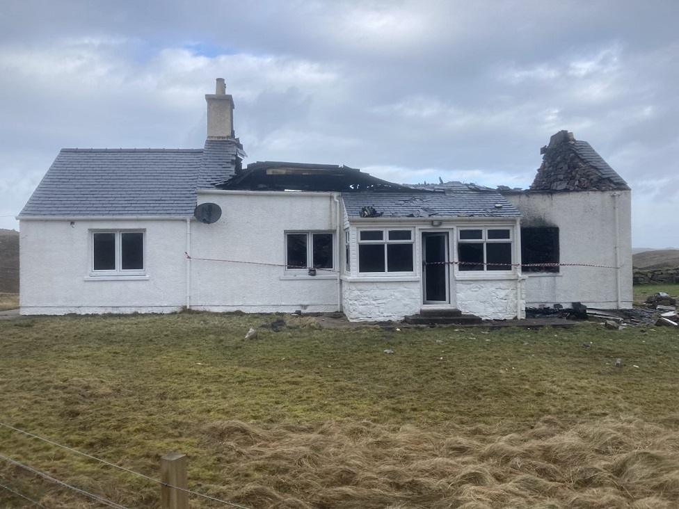 A house on the Isle of Lewis caught fire after being struck by lightning on Wednesday