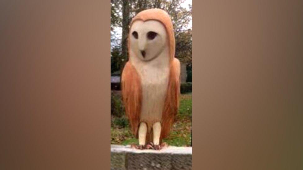 Wooden owl statue