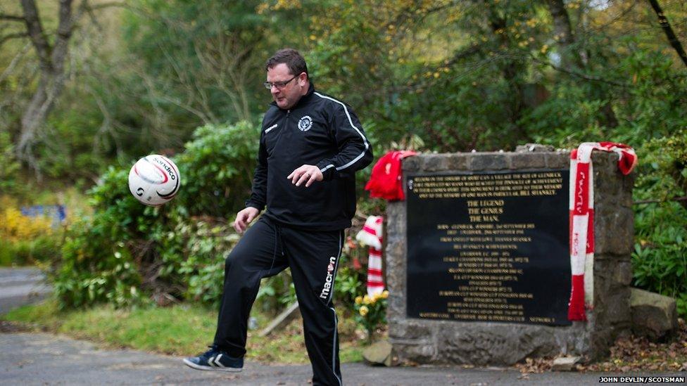 Robert Gillan at the Bill Shankly memorial near the former Glenbuck village site