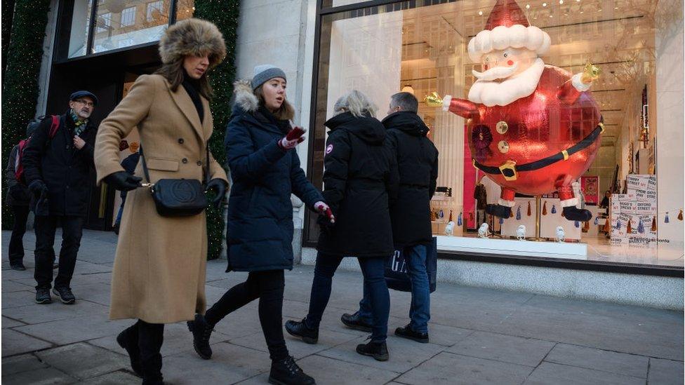 Christmas shoppers on Oxford Street