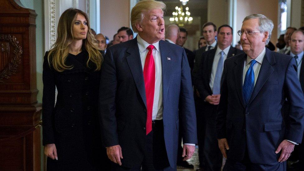 Melania and Donald Trump with Senate Majority leader Mitch McConnell - 10 November