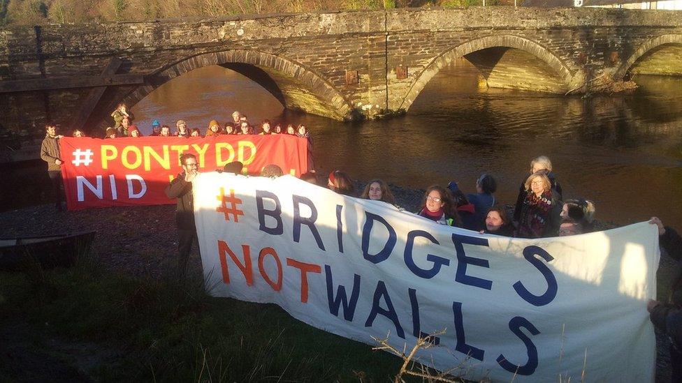 A protest at Machynlleth