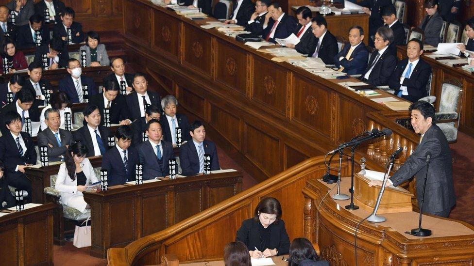 Prime Minister Shinzo in parliament