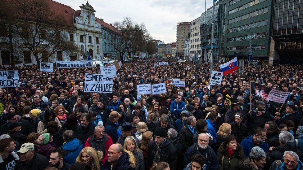 Rally to commemorate Kuciak and fiancée, 21 Feb 19