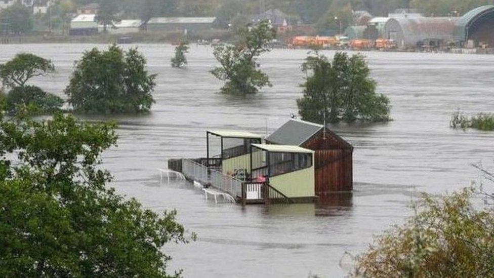 flooded Dell sports field in Kingussie