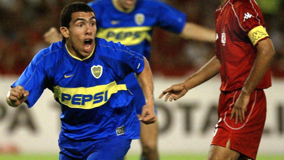 Carlos Tevez playing for Boca Juniors