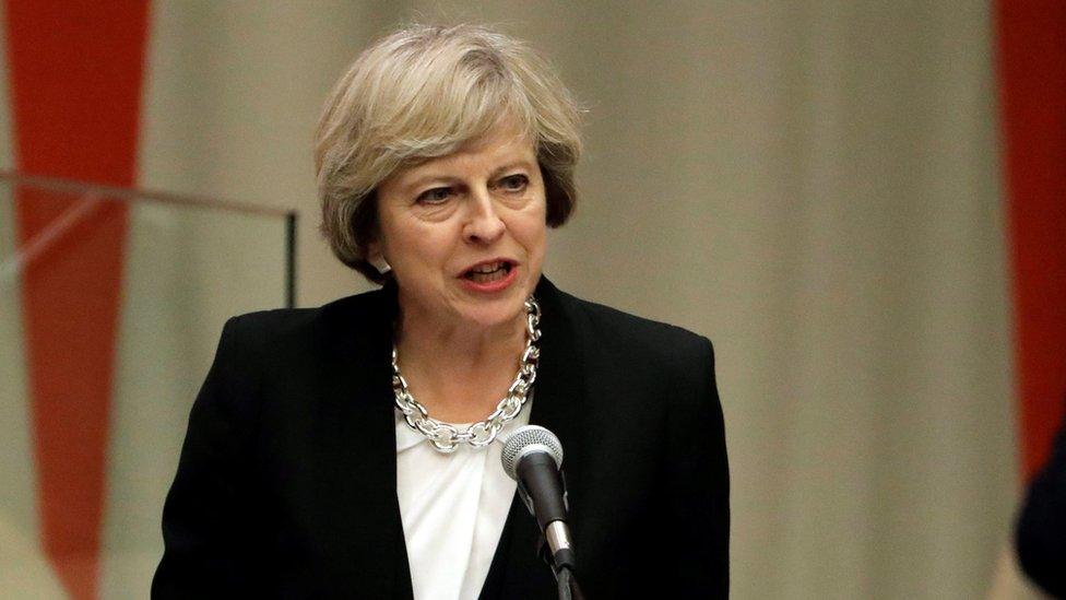 Theresa May at the UN headquarters in New York