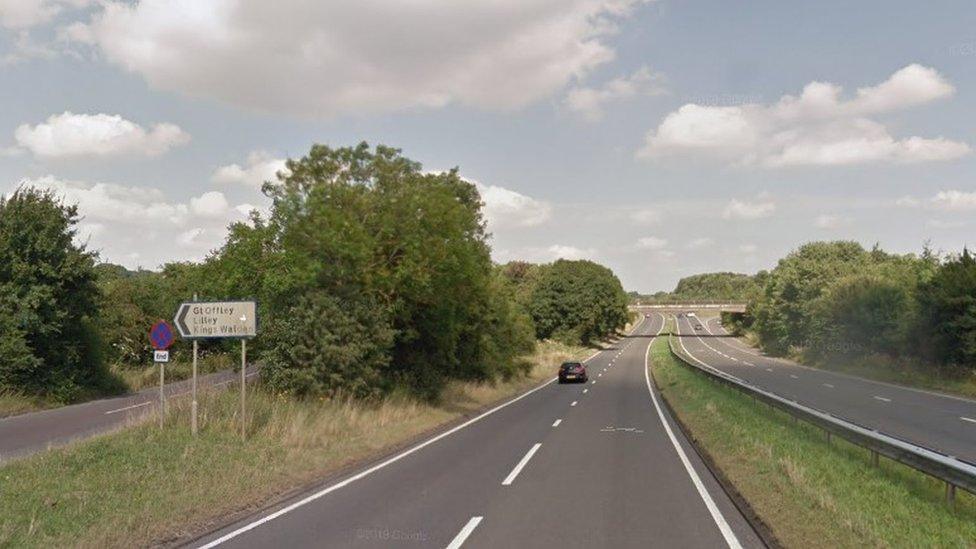 Dual Carriageway A505 Beech Hill at Lilley, near Hitchin