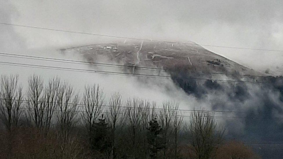 Snow capped mountain near Abergavenny