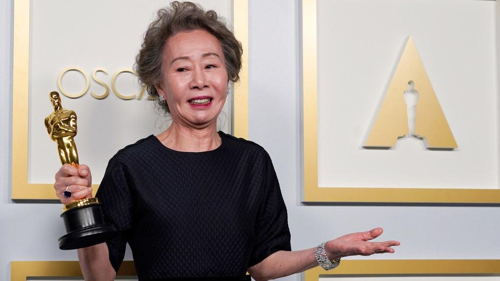 Yuh-Jung Youn with her Oscar