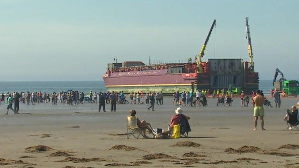 barge at Black Rock beach