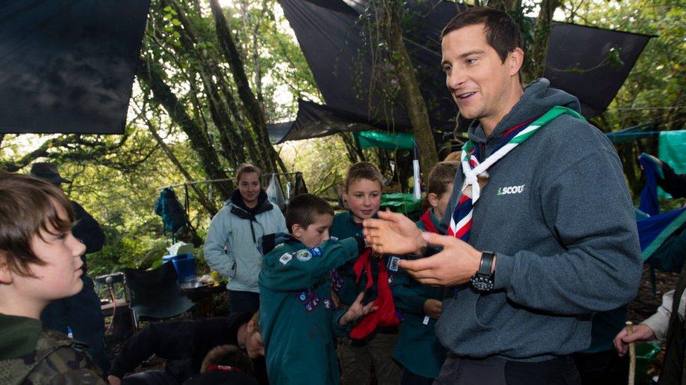 Bear Grylls and some Scouts