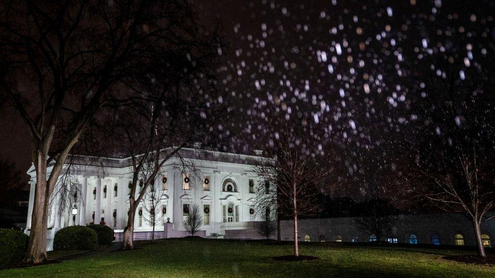 Rain falls on the Washington on Thursday night