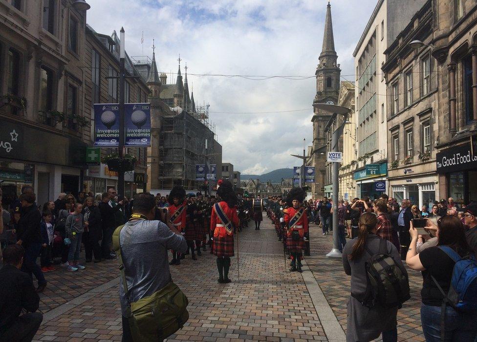 Pipe band in Inverness