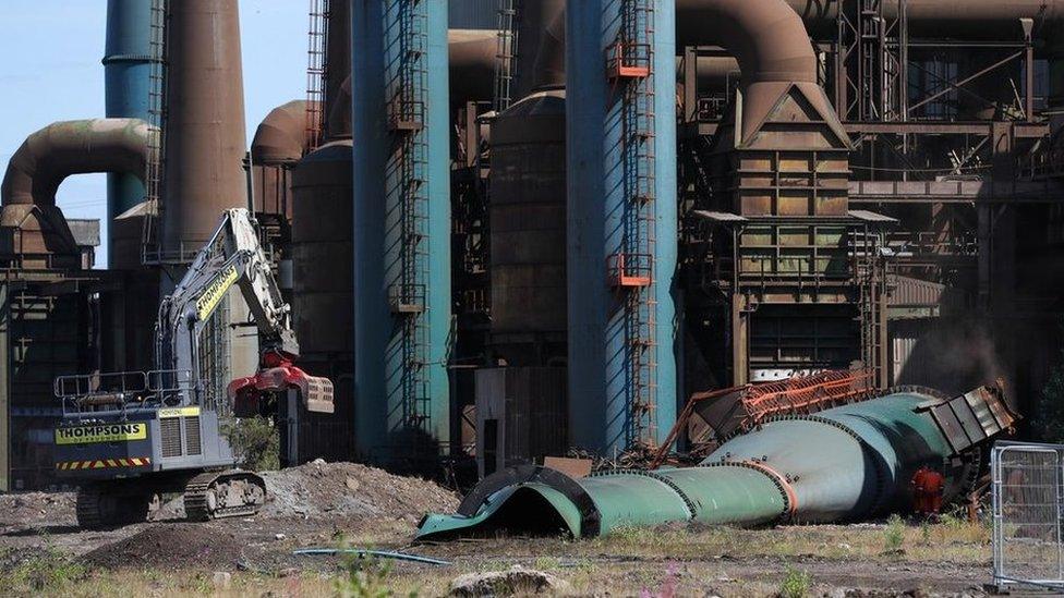 The demolished BOS Plant chimney stack