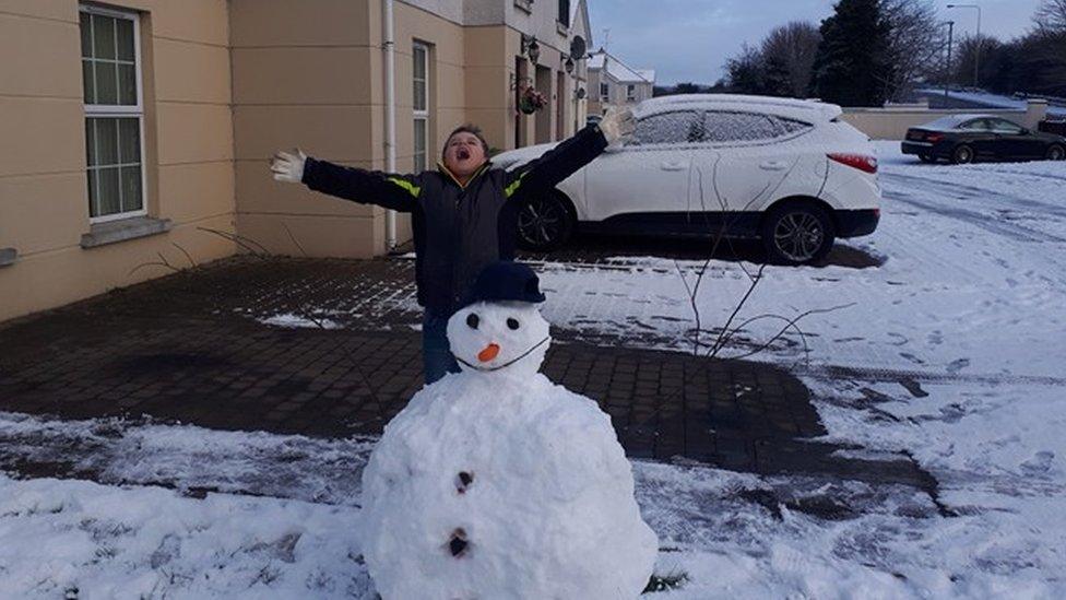 David Connolly was impressed with his snowman in Antrim