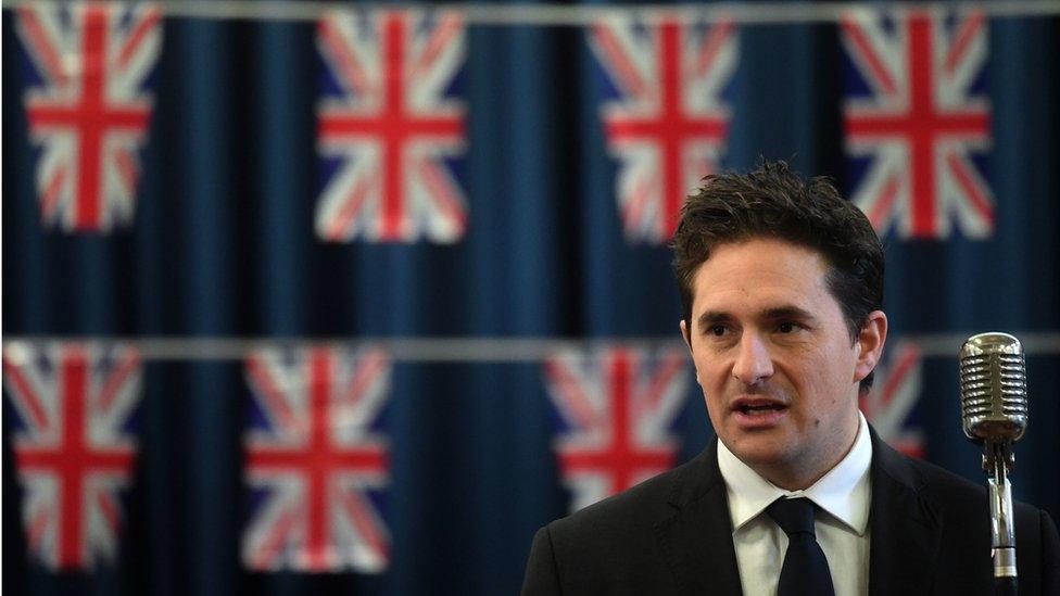 Veterans Minister Johnny Mercer speaks to pupils at Sandhurst Primary School in south east London, to raise awareness of the 75th anniversaries of VE and VJ day later this year.