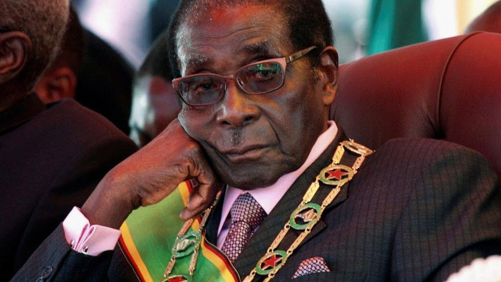 Zimbabwe's President Robert Mugabe looks on during a rally marking Zimbabwe's 32nd independence anniversary celebrations in Harare, Zimbabwe in 2012