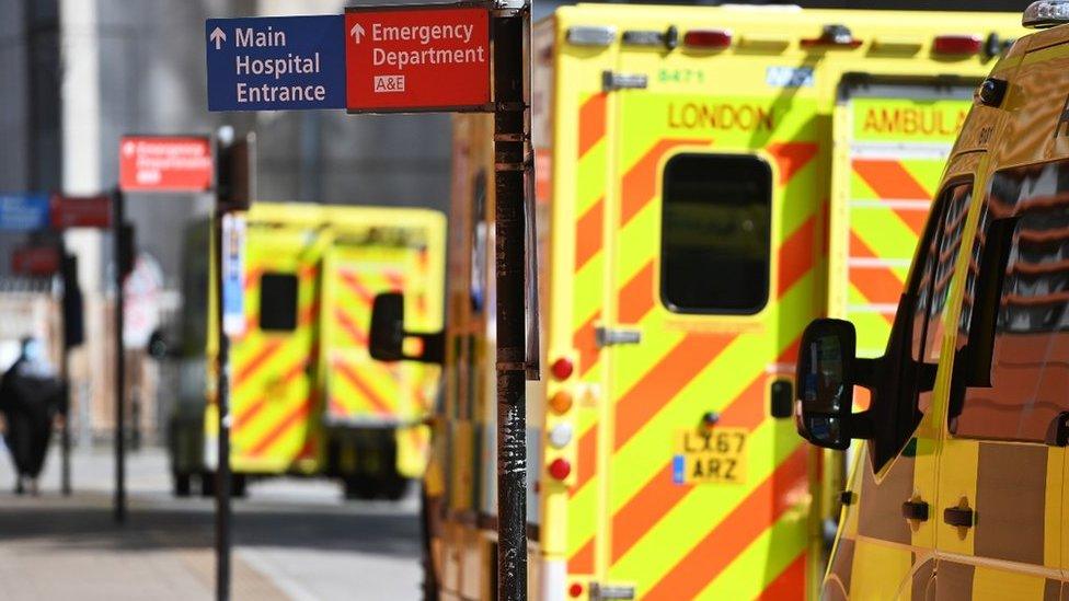 Ambulances outside a hospital