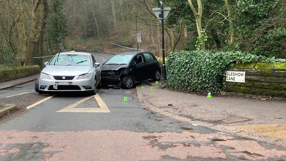 The scene of the crash on Gledhow Lane