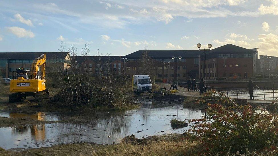 Police searching at St Mark's Basin, Stockton