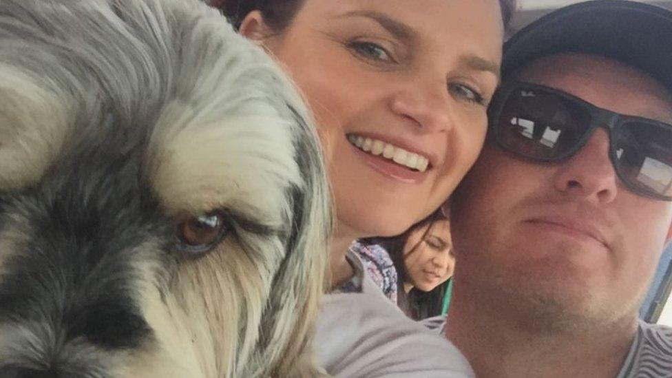 Jen Bickel, her husband Andrew and their dog Bertie