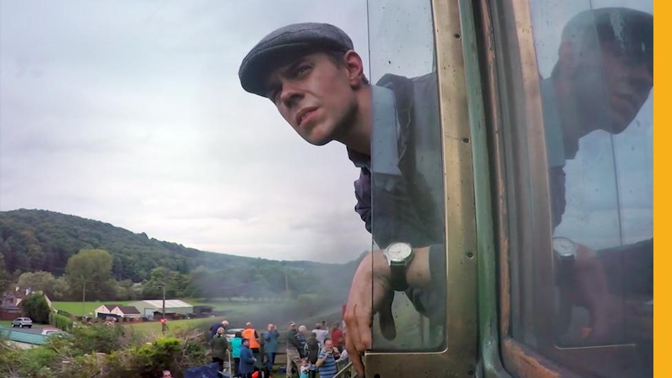 Ryan the fireman on Flying Scotsman