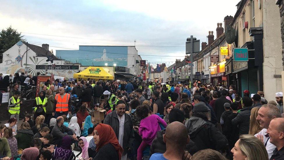 Iftar crowds on St Mark's Road in Easton