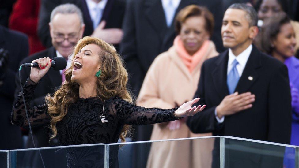 Beyonce performs at Barack Obama's inauguration ceremony