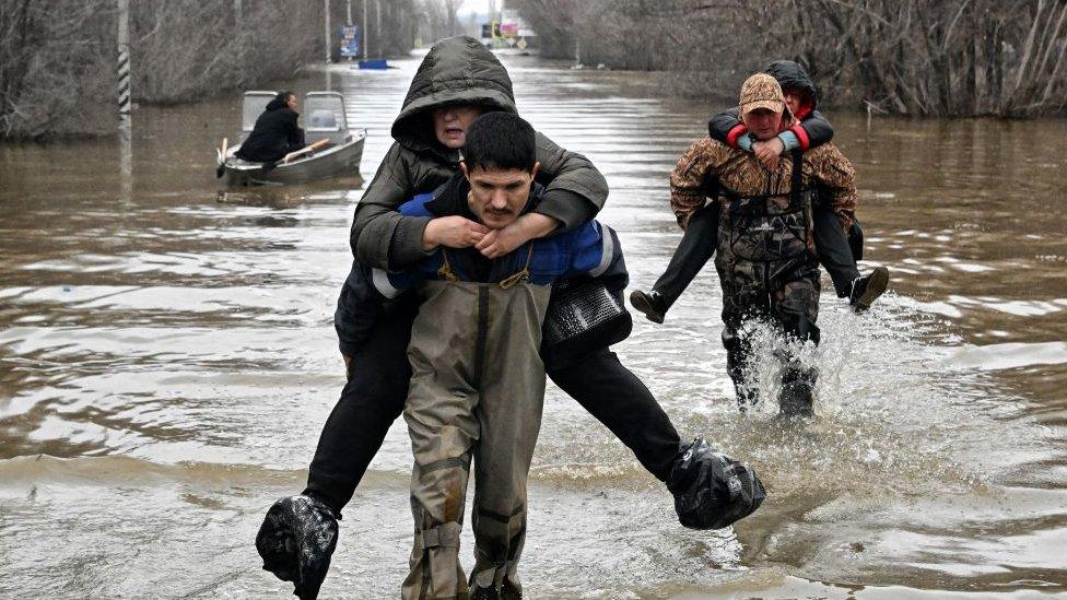 Flooded part of Orsk, in Russia's Orenburg region, 8 April