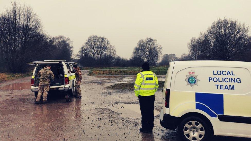 Army and police on Cannock Chase