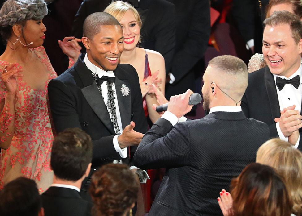 Justin Timberlake with Pharrell Williams