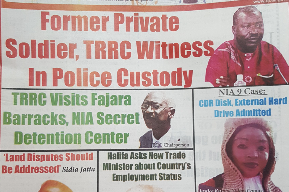 Headlines in an edition of the Foroyaa newspaper from 3 April 2019