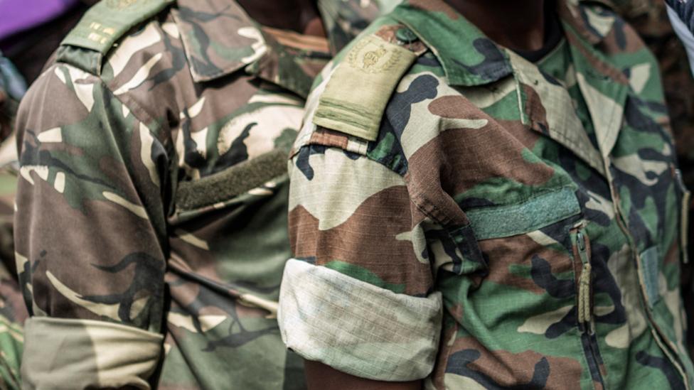 A crop of soldiers in a line in Brazzaville, Congo-Brazzaville - 2016