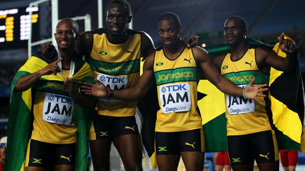 Bolt and teammates win the 4x100m finals.